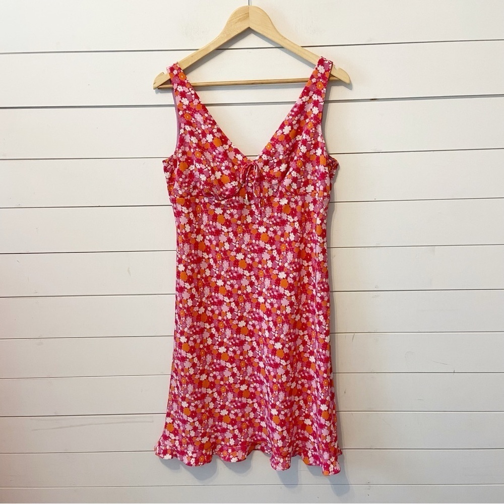 Express VTG 90s Y2K Dress Floral V-Neck Sleeveless Ruffle Clueless Size a M 7/8
